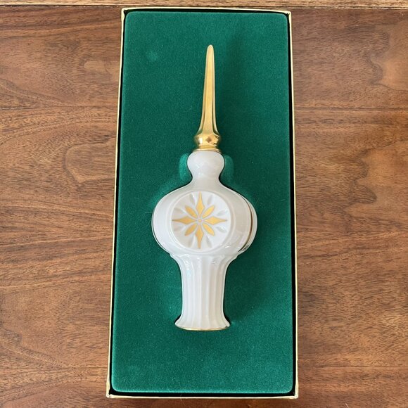 Lenox China Treetop Ornament Vintage 1980s Christmas Tree Topper Gold & White 8" - Picture 4 of 13